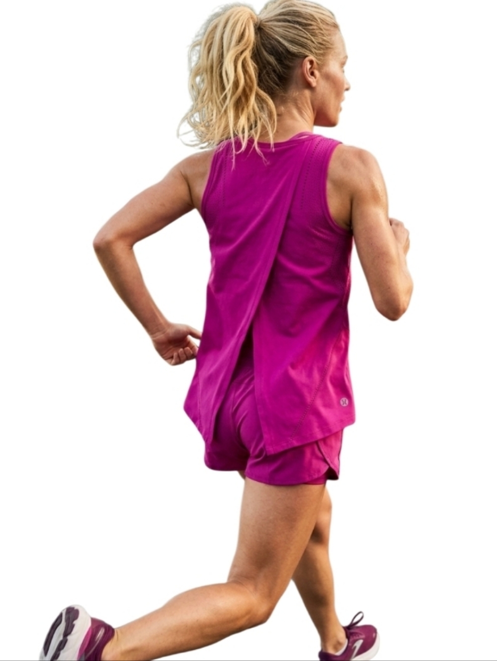 ATHLETA Magenta Pink Soft Vented Half Open Back Gym Athletic Tank Top LIKE NEW